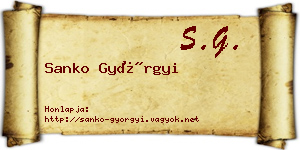 Sanko Györgyi névjegykártya